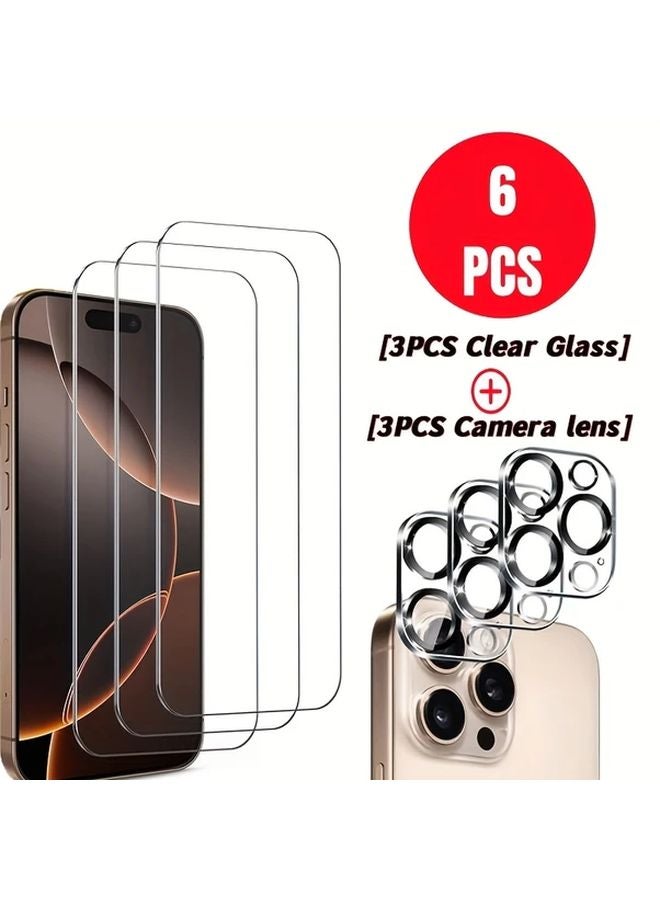 iPhone 15 Screen Protector Set 3 Pack Tempered Glass 9H Hardness Anti Scratch Case Friendly - Image 1